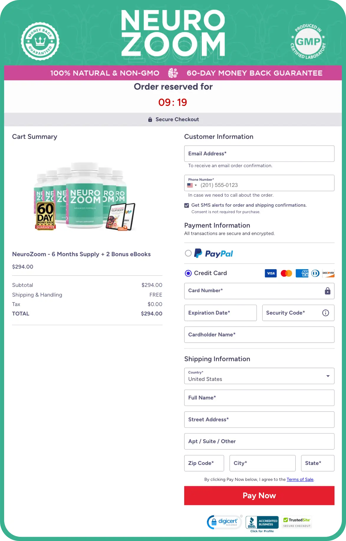 NeuroZoom Official Website Secure Order Page